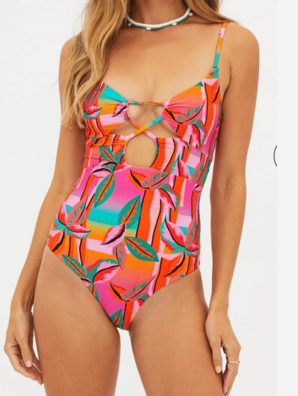 Beach Riot Leslie Palm Beach One-Piece Swimsuit Size S